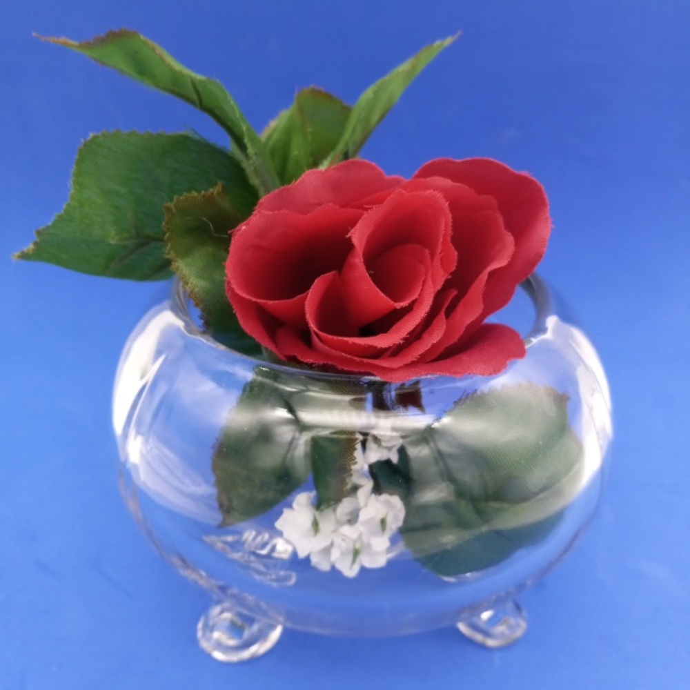 Vintage~Viking Glass~Flora-Lite Flower Bowl Clear Glass~1950s-70s